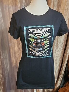 Jerzees Black Crewneck Cotton Tee with Handcrafted Design